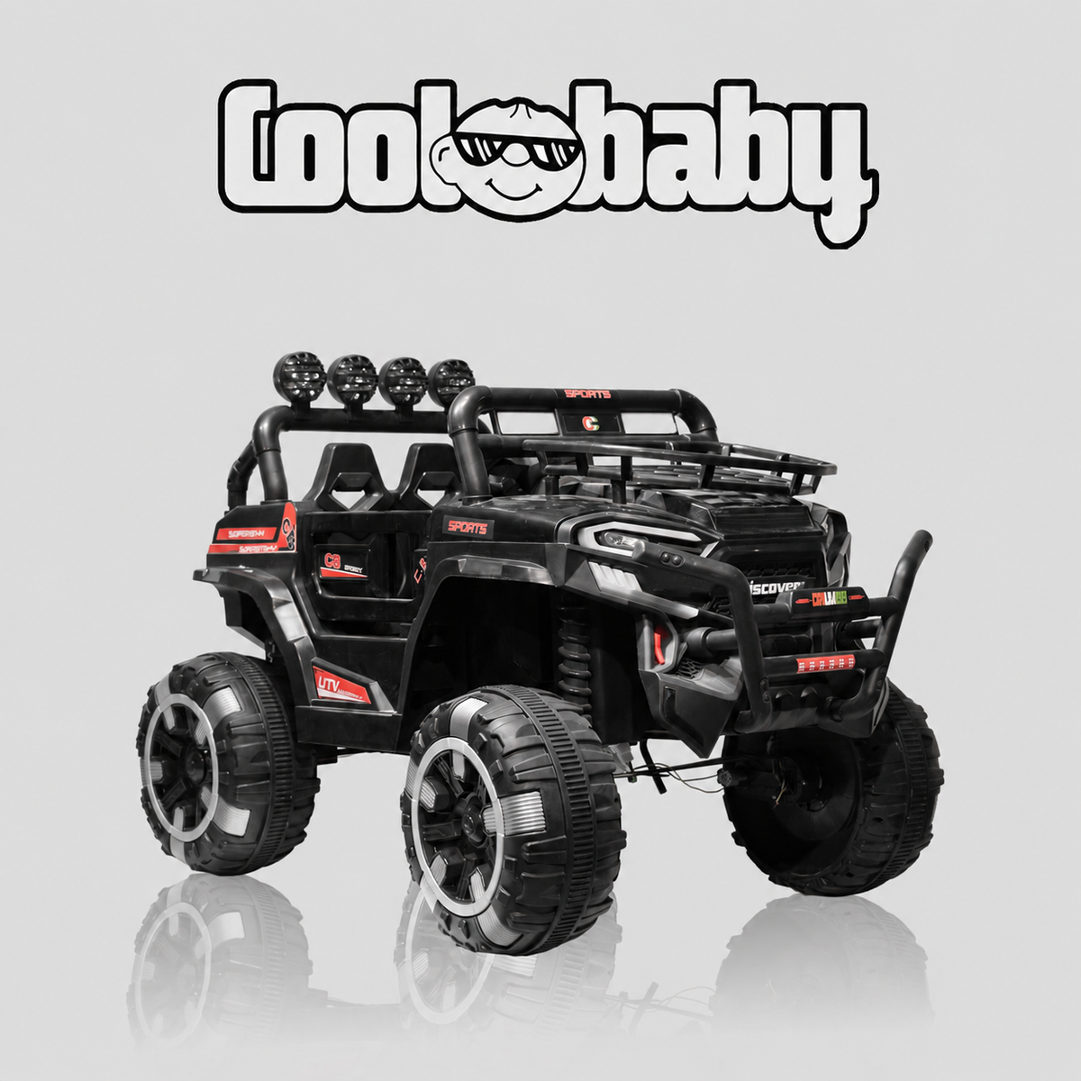 Coolbaby 6188 Discover Off-Road Jeep toy, rugged design for kids, featuring large wheels and sporty details in vibrant colors.