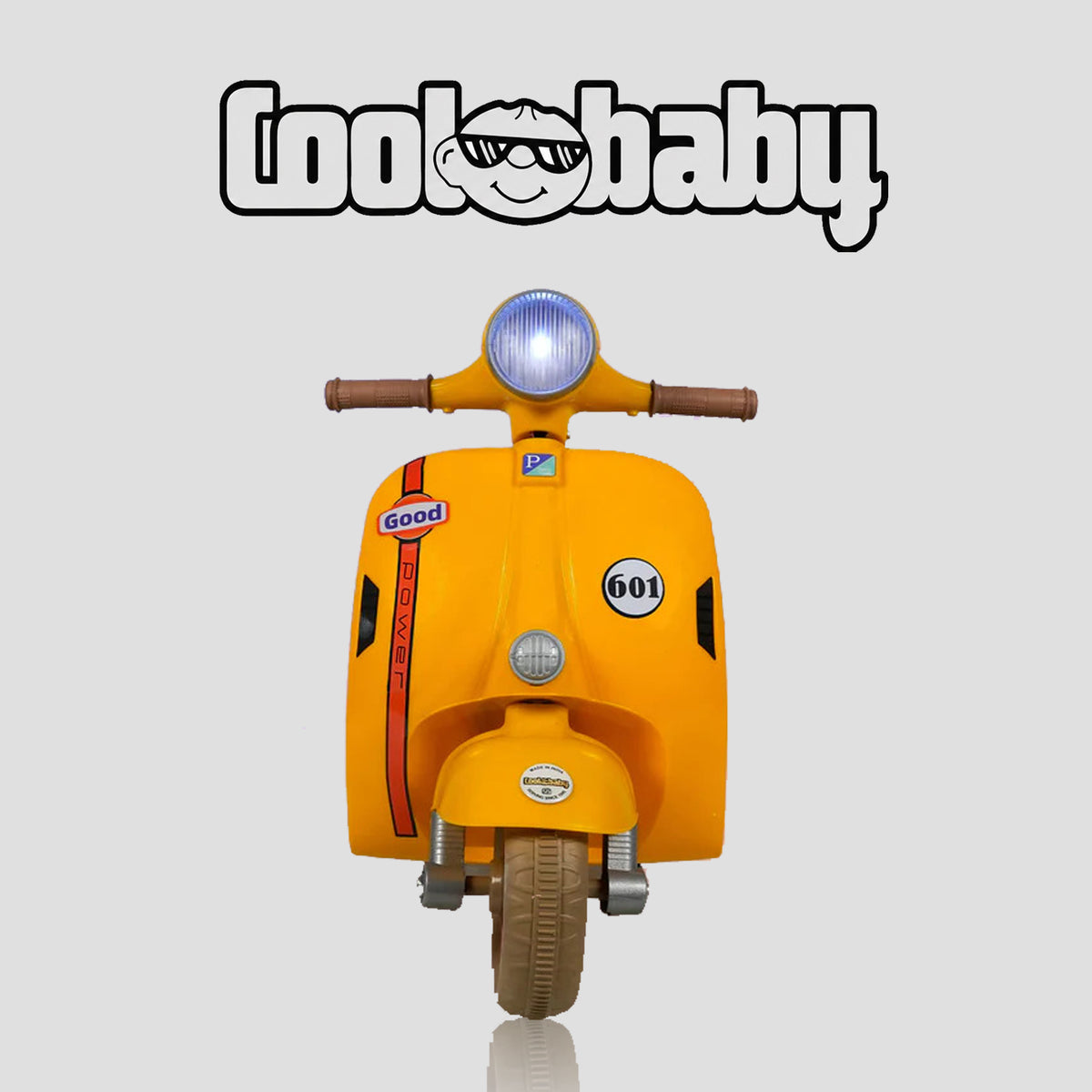 Yellow Coolbaby mini toy scooter with handlebars and wheels, ideal for young children, compact and lightweight for easy play.