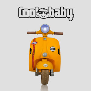 Yellow Coolbaby mini toy scooter with handlebars and wheels, ideal for young children, compact and lightweight for easy play.