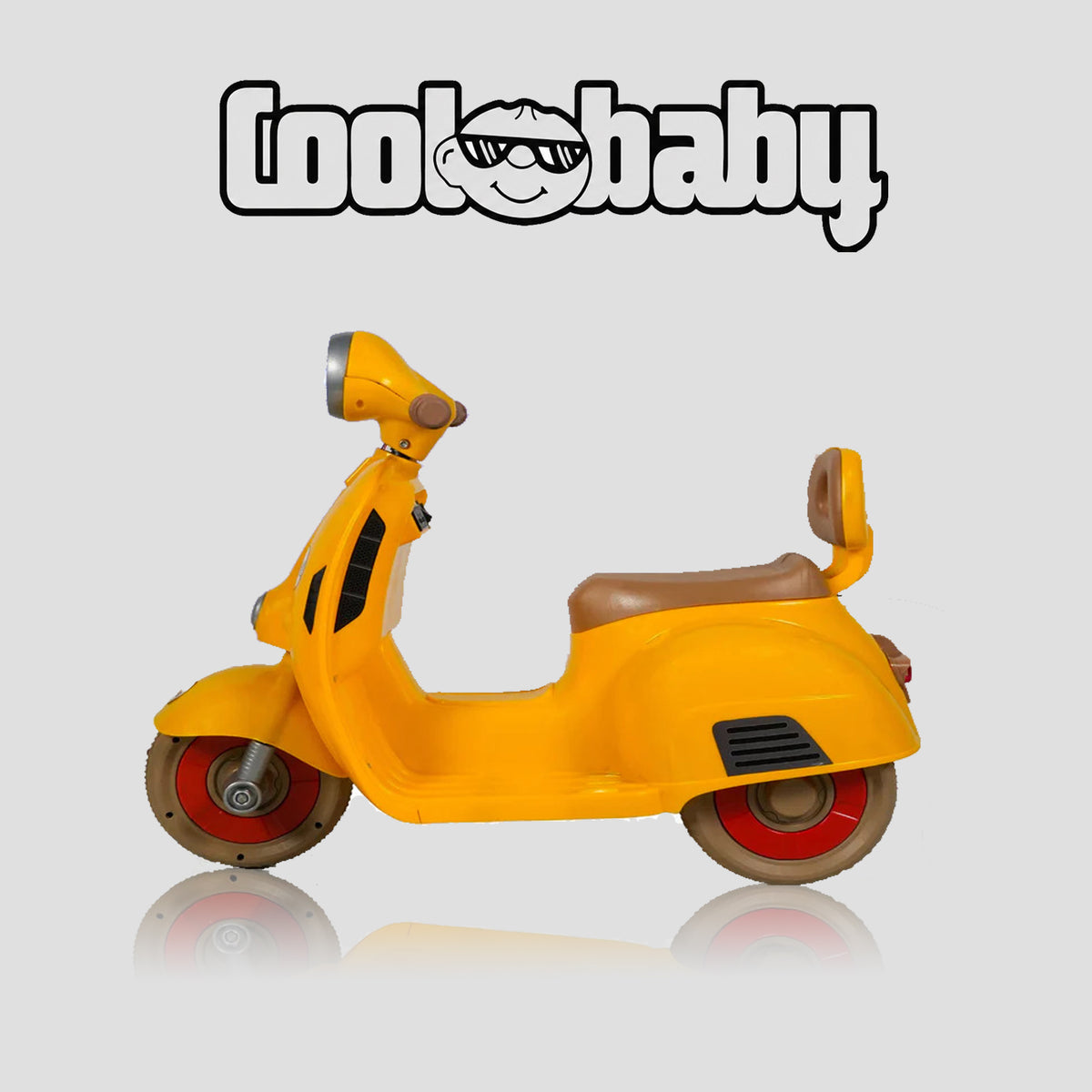 Yellow Coolbaby Mini Scooter toy, durable plastic ride-on scooter for kids with handlebar and wheels, suitable for outdoor play.