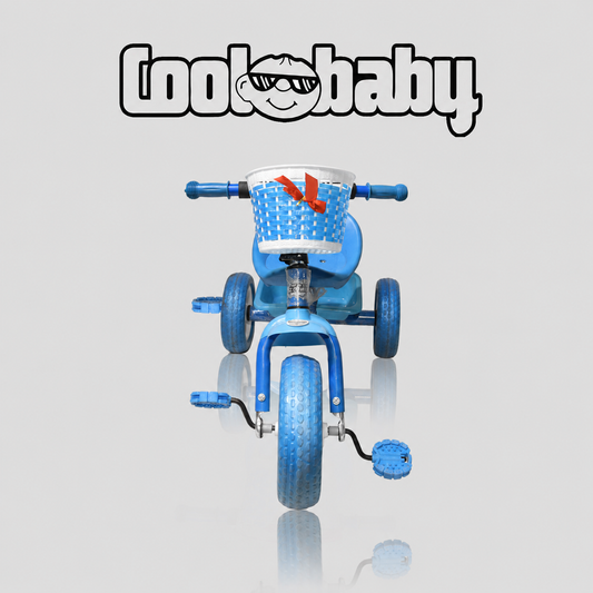 Colorful 3-wheel toddler tricycle from coolbaby.co.in with sturdy frame, comfortable seat, and easy-to-pedal design for young children.