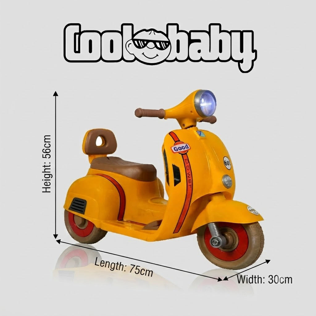 Coolbaby Mini Toy Scooter resembling a Vespa, featuring a sleek design and vibrant colors, perfect for young children.