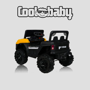 Yellow CoolBaby Jeep Rover 6677 toy car designed for kids, featuring a realistic Jeep style and durable plastic construction.